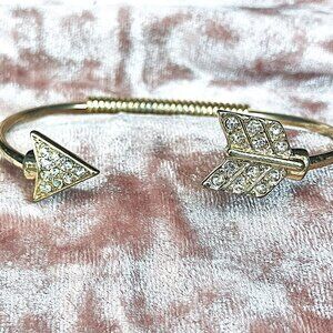 Gold and Faux Diamond Arrow Cuff Bracelet